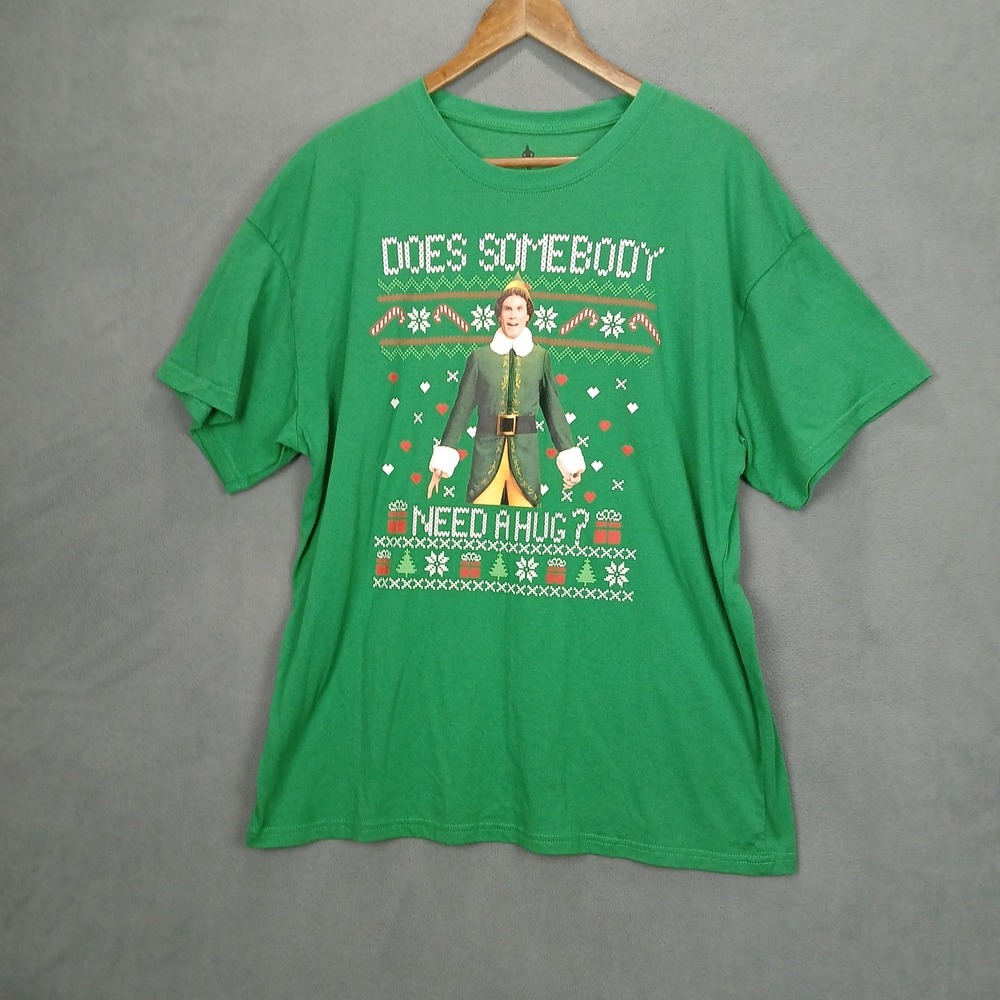 Elf T Shirt Mens XL Green Christmas Will Ferrell Funny Holiday Fun Movie Graphic
